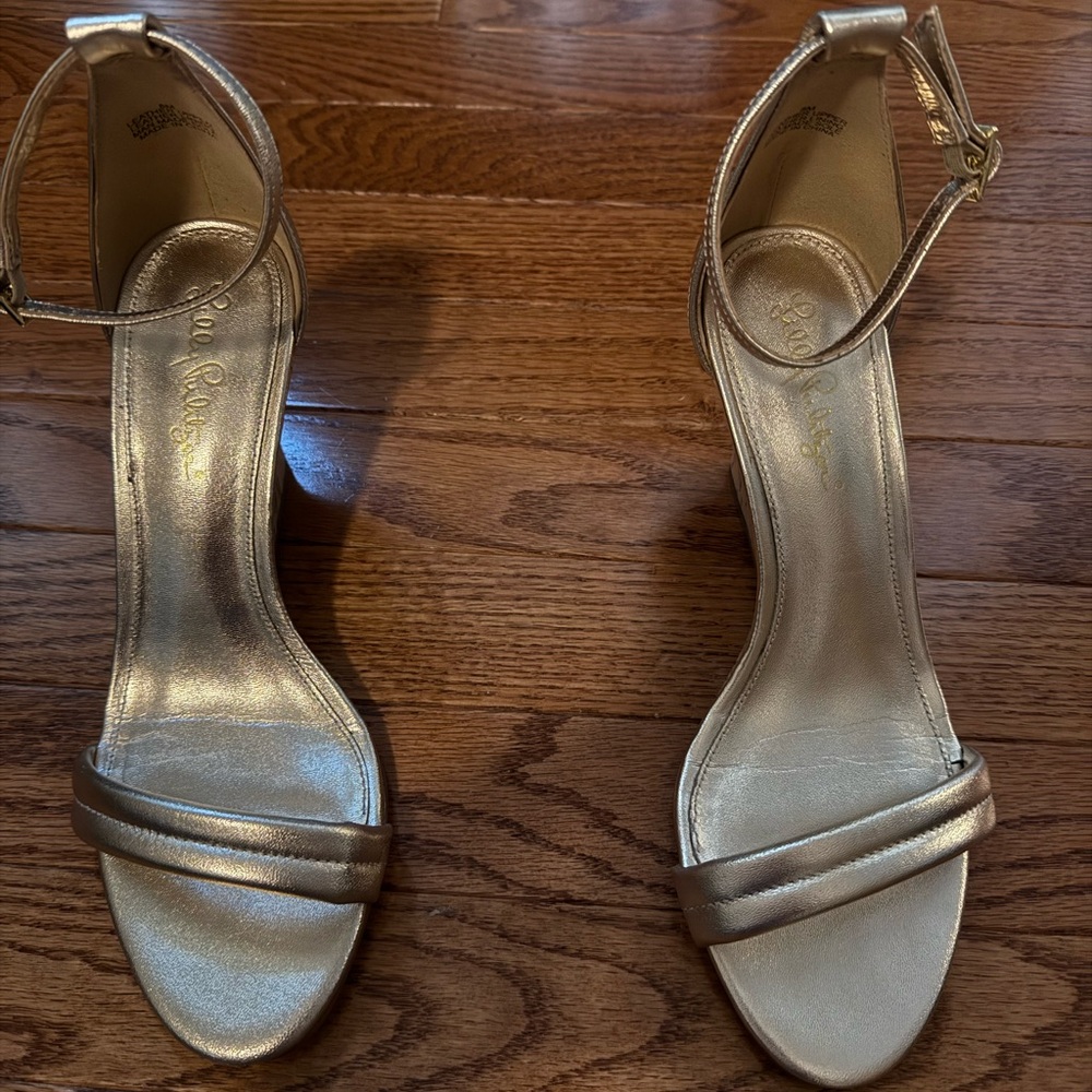 Lilly Pulitzer Gold Heeled Sandals